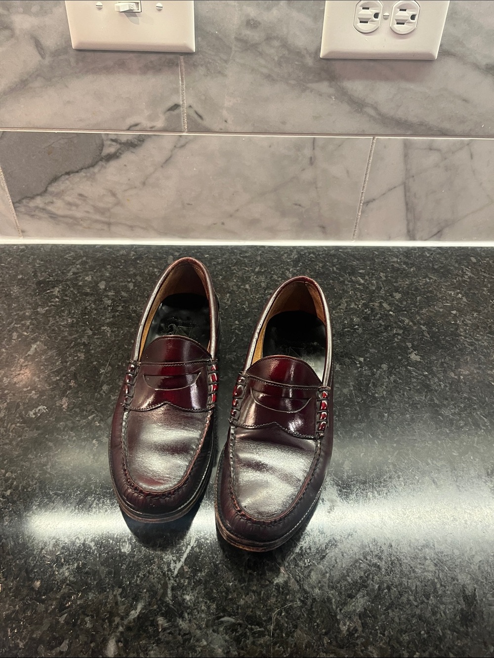 Johnson & Murphy Burgundy Leather Penny Loafers